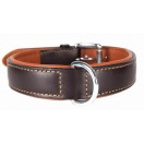 Ace Comfy LEATHER DOG COLLAR Padded And lined with soft Lamb's Leather (Brown With tan Lining) 